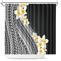 Tahiti Plumeria Tribal Pattern Shower Curtain Wave Style Black LT05 Black - Polynesian Pride
