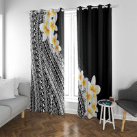Tahiti Plumeria Tribal Pattern Window Curtain Wave Style Black LT05 With Grommets Black - Polynesian Pride