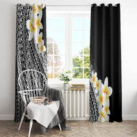 Tahiti Plumeria Tribal Pattern Window Curtain Wave Style Black LT05 - Polynesian Pride