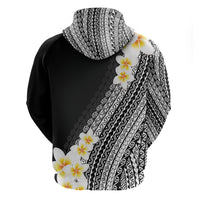 Tahiti Plumeria Tribal Pattern Zip Hoodie Wave Style Black LT05 - Polynesian Pride