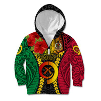 Personalized Vanuatu Kid Hoodie Vanuatuan Coat Of Arms Mix Pig Tusk Poynesian Pattern LT05 Zip Hoodie Reggae - Polynesian Pride
