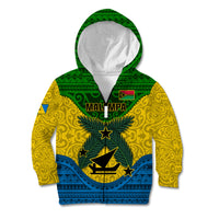 Personalized Vanuatu Malampa Province Kid Hoodie Coat Of Arms And Namele Fern Polynesian Pattern LT05 Zip Hoodie Yellow - Polynesian Pride