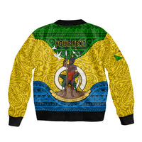 Personalized Vanuatu Malampa Province Sleeve Zip Bomber Jacket Coat Of Arms And Namele Fern Polynesian Pattern LT05 - Polynesian Pride