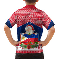 Personalised Philippines Christmas Family Matching Off Shoulder Short Dress and Hawaiian Shirt Filipino Parol Maligayang Pasko LT05 - Polynesian Pride