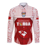 Custom Tonga Rugby Long Sleeve Button Shirt 2023 Pacific Championships Kupesi Ngatu Mate Maa LT05 Unisex Red - Polynesian Pride