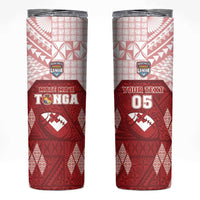 Custom Tonga Rugby Skinny Tumbler 2023 Pacific Championships Kupesi Ngatu Mate Maa