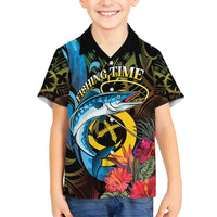 Vanuatu Fishing Family Matching Long Sleeve Bodycon Dress and Hawaiian Shirt It's Time To Fish LT05 Son's Shirt Black - Polynesian Pride