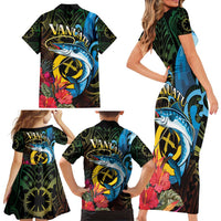 Vanuatu Fishing Family Matching Short Sleeve Bodycon Dress and Hawaiian Shirt It's Time To Fish LT05 - Polynesian Pride