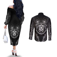 Aotearoa Toitu Te Tiriti Couples Matching Off The Shoulder Long Sleeve Dress and Long Sleeve Button Shirt Ka Mua Ka Muri LT05 - Polynesian Pride