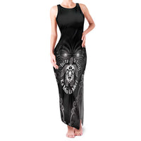 Aotearoa Toitu Te Tiriti Family Matching Tank Maxi Dress and Hawaiian Shirt Ka Mua Ka Muri LT05 Mom's Dress Black - Polynesian Pride