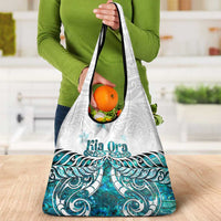 New Zealand Aotearoa Kia Ora Grocery Bag Paua Shell Maori Silver Fern