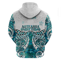 New Zealand Aotearoa Kia Ora Zip Hoodie Paua Shell Maori Silver Fern LT05 - Polynesian Pride