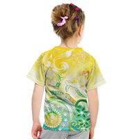 Personalised Cook Islands Kia Orana Kid T Shirt Polynesian Turtle With Circle Stars LT05 - Polynesian Pride