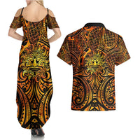 New Zealand Tamanuitera The Sun Couples Matching Summer Maxi Dress and Hawaiian Shirt Maori Pattern