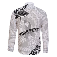 Personalised Polynesia Brain Cancer Family Matching Off Shoulder Maxi Dress and Hawaiian Shirt No One Fights Alone