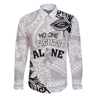 Personalised Polynesia Brain Cancer Family Matching Short Sleeve Bodycon Dress and Hawaiian Shirt No One Fights Alone