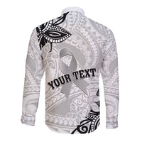 Personalised Polynesia Brain Cancer Long Sleeve Button Shirt No One Fights Alone