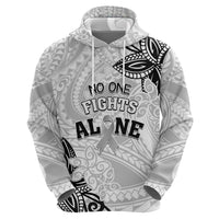 Personalised Polynesia Brain Cancer Zip Hoodie No One Fights Alone