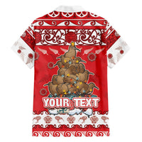 Personalised New Zealand Christmas In July Hawaiian Shirt Maori Kiwi Xmas Tree - Red