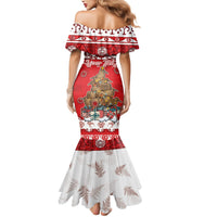 Personalised New Zealand Christmas In July Mermaid Dress Maori Kiwi Xmas Tree - Red LT05 - Polynesian Pride