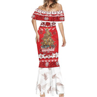 Personalised New Zealand Christmas In July Mermaid Dress Maori Kiwi Xmas Tree - Red LT05 - Polynesian Pride