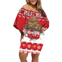 Personalised New Zealand Christmas In July Off Shoulder Short Dress Maori Kiwi Xmas Tree - Red LT05 Women Red - Polynesian Pride