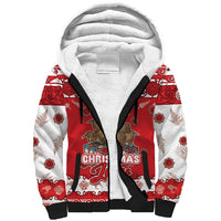 Personalised New Zealand Christmas In July Sherpa Hoodie Maori Kiwi Xmas Tree - Red LT05 Unisex Red - Polynesian Pride