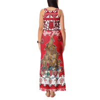 Personalised New Zealand Christmas In July Tank Maxi Dress Maori Kiwi Xmas Tree - Red LT05 - Polynesian Pride