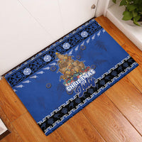 New Zealand July Christmas Rubber Doormat Maori Kiwi Xmas Tree - Blue