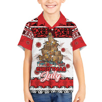 Personalised New Zealand July Christmas Family Matching Long Sleeve Bodycon Dress and Hawaiian Shirt Maori Kiwi Xmas Tree - White