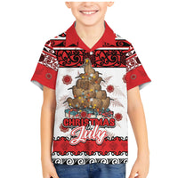 Personalised New Zealand July Christmas Family Matching Mermaid Dress and Hawaiian Shirt Maori Kiwi Xmas Tree - White