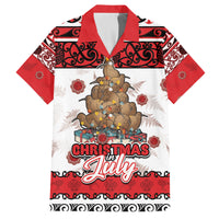 Personalised New Zealand July Christmas Family Matching Puletasi and Hawaiian Shirt Maori Kiwi Xmas Tree - White