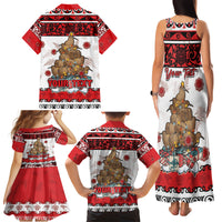 Personalised New Zealand July Christmas Family Matching Tank Maxi Dress and Hawaiian Shirt Maori Kiwi Xmas Tree - White