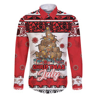 Personalised New Zealand July Christmas Family Matching Tank Maxi Dress and Hawaiian Shirt Maori Kiwi Xmas Tree - White