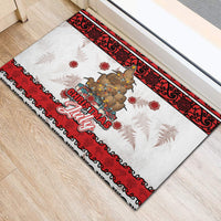 New Zealand July Christmas Rubber Doormat Maori Kiwi Xmas Tree - White