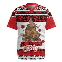 Personalised New Zealand July Christmas Rugby Jersey Maori Kiwi Xmas Tree - White