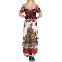 Personalised New Zealand July Christmas Summer Maxi Dress Maori Kiwi Xmas Tree - White LT05 - Polynesian Pride