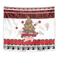 New Zealand July Christmas Tapestry Maori Kiwi Xmas Tree - White