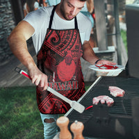 Hawaii King Kamehameha Apron With Hawaiian Ipu Motifs Red Version