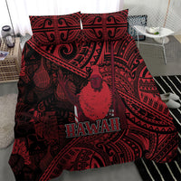 Hawaii King Kamehameha Bedding Set With Hawaiian Ipu Motifs Red Version