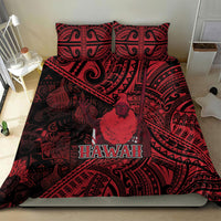 Hawaii King Kamehameha Bedding Set With Hawaiian Ipu Motifs Red Version