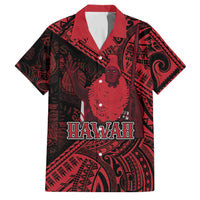 Hawaii King Kamehameha Family Matching Off Shoulder Maxi Dress and Hawaiian Shirt With Hawaiian Ipu Motifs Red Version LT05 Dad's Shirt - Short Sleeve Red - Polynesian Pride