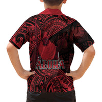 Hawaii King Kamehameha Family Matching Summer Maxi Dress and Hawaiian Shirt With Hawaiian Ipu Motifs Red Version LT05 - Polynesian Pride