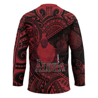 Hawaii King Kamehameha Hockey Jersey With Hawaiian Ipu Motifs Red Version