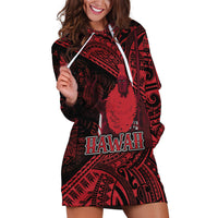 Hawaii King Kamehameha Hoodie Dress With Hawaiian Ipu Motifs Red Version