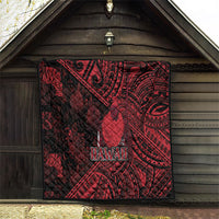 Hawaii King Kamehameha Quilt With Hawaiian Ipu Motifs Red Version