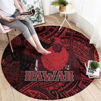 Hawaii King Kamehameha Round Carpet With Hawaiian Ipu Motifs Red Version