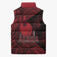 Hawaii King Kamehameha Sleeveless Puffer Jacket With Hawaiian Ipu Motifs Red Version