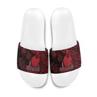 Hawaii King Kamehameha Slide Sandals With Hawaiian Ipu Motifs Red Version