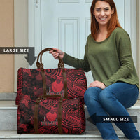 Hawaii King Kamehameha Travel Bag With Hawaiian Ipu Motifs Red Version